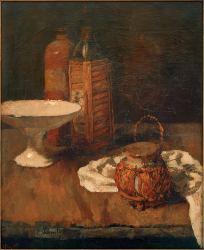 Stillleben mit Marasquinoflasche und Schale 作者 卡尔·舒赫