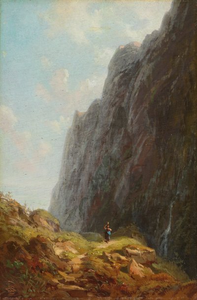 与挤奶女工的山风景在Wendelstein地区 作者 卡尔·斯皮茨维格