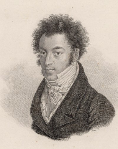 钢琴家和作曲家Ignaz Moscheles 1794-1870的肖像。 作者 卡尔·特劳格特·里德尔