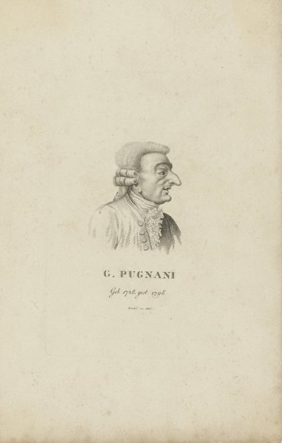 小提琴手和作曲家加埃塔诺·普尼亚尼（Gaetano Pugnani）的肖像1731-1798，1815年。 作者 卡尔·特劳格特·里德尔