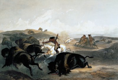 狩猎野牛的印第安人》，1843年 作者 卡尔·沃格尔