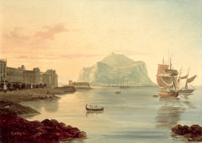 巴勒莫港口与佩莱格里诺山，1831年 作者 Carl Wilhelm Goetzloff
