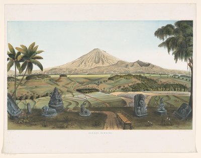 爪哇岛的萨宾火山 Gunong Sumbing（物体上的标题） Java 作品图集（对象上的系列标题） 包含十一个风景如画的图版，属于作品爪哇，它的外观，它的植被和内部结构（系列标题 作者 荷兰皇家 Steendrukkerij van CW Mieling