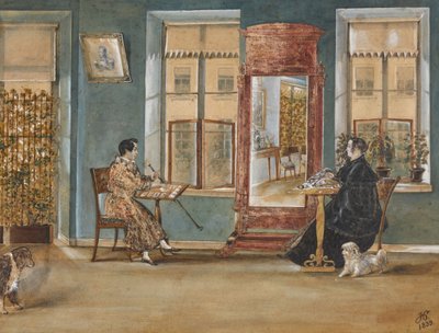1839年，演员尼古拉·奥西波维奇·杜（Nikolay Osipovich Dur）和他的女人在客厅里，1839年。 作者 Carl von Hampeln