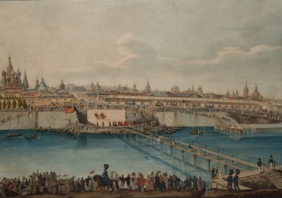 莫斯科Moskvoretsky桥的奠基仪式，1830年。 作者 卡尔·冯·汉佩尔恩