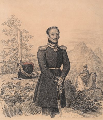 Fyodor Alexandrovich Bekovich-Cherkassky的肖像1791-1833，1822年。 作者 卡尔·冯·汉佩尔恩