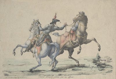 一匹被官员勒住的下马，1770-1836。 作者 卡尔·韦尔内