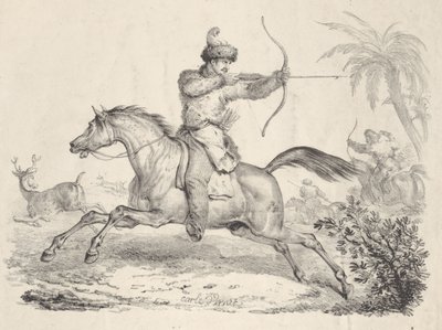 骑马猎鹿的哥萨克人，1821-36。 作者 卡尔·韦尔内