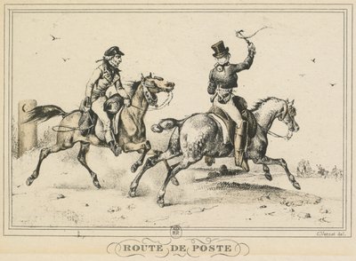 日常生活，道路和小路场景：邮寄路线...，1817年。 作者 卡尔·韦尔内