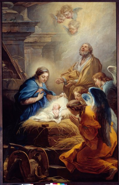 Carle van Loo (1705-1765) 1751 年布列斯特美术博物馆的《天使的崇拜》 作者 卡尔·范·卢