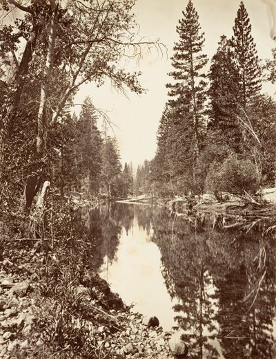默塞德河，优胜美地，约1872年，约1876年印刷。 作者 卡尔顿·E·沃特金斯。