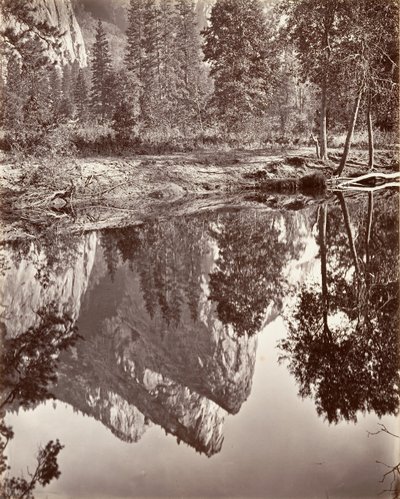 优胜美地三兄弟的镜景，约1872年，约1876年印刷。 作者 卡尔顿·E·沃特金斯。
