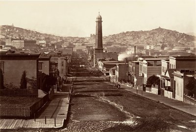 第一街，旧金山，1864年，约1876年印刷。 作者 卡尔顿·埃蒙斯·沃特金斯