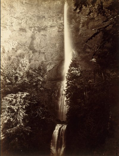 Multnomah瀑布瀑布，哥伦比亚河，1867年。 作者 卡尔顿·埃蒙斯·沃特金斯