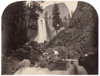 Piwyac，Vernal Fall，300英尺，优胜美地，1861年。 作者 卡尔顿·埃蒙斯·沃特金斯