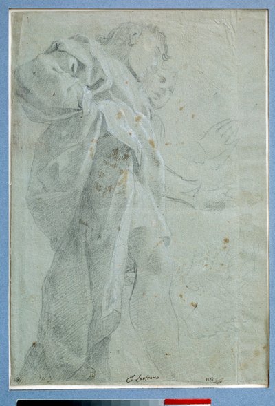 站在窗帘上的两个男人 Carlo Bononi (1569-1632) Dim 水墨画。 0,27 x 0,39 m 巴黎。 卢浮宫 作者 卡罗·博诺尼