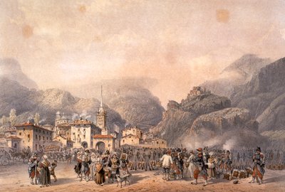 1859 年苏萨的法国营地，卡洛·博索利（Carlo Bossoli，1815-1884 年）雕刻。 十九世纪意大利第二次独立战争。 作者 卡洛·博索利