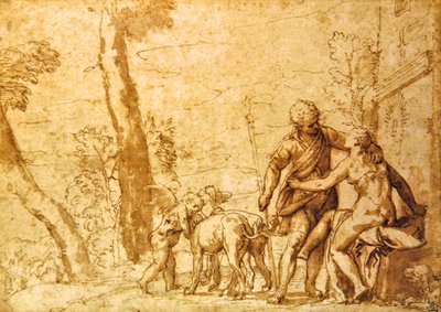 会议》，约1590年（纸本深褐色水墨）。 作者 卡洛·卡里亚里（Carlo Caliari）