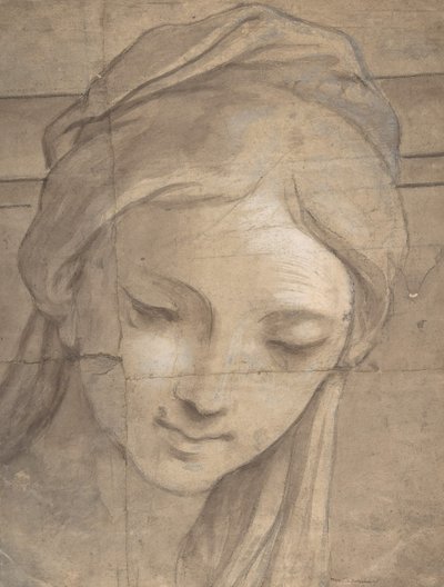 年轻女子的头像，面向左边的四分之三视角，1670-1700年。 作者 卡洛·西尼亚尼