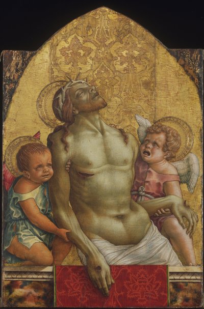 两个天使搀扶着死去的基督 作者 卡洛·克里维利（Carlo Crivelli）