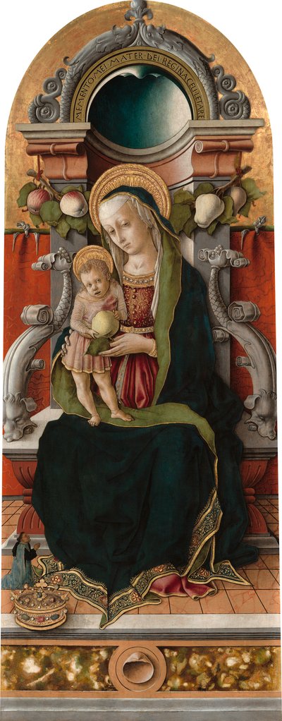 麦当娜（Madonna）和孩子在捐赠者中登基 作者 卡洛·克里维利（Carlo Crivelli）