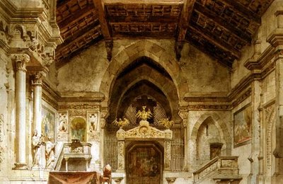 歌剧的布景设计（纸上水彩画 作者 卡洛·费拉里奥（Carlo Ferrario）