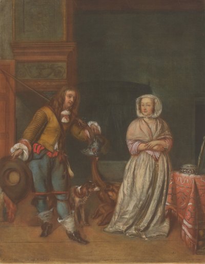 狩猎者拜访一位女士，1783-1786。 作者 卡洛·拉西尼奥（Carlo Lasinio）