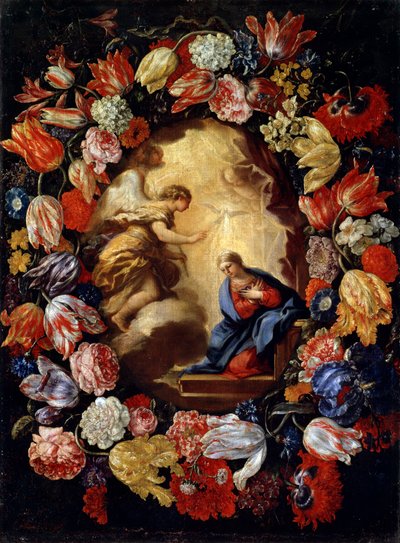 17世纪或18世纪初的花朵报喜 作者 卡洛·马拉塔（Carlo Maratta）