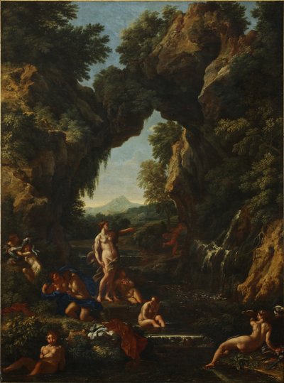 戴安娜和阿克泰翁的风景，约 1657 年（布面油画） 作者 卡罗·马拉塔或马拉蒂