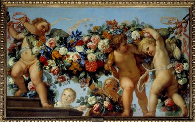 爱情和花环 画家：Carlo Maratta (1625-1713) 17世纪的太阳。1,06x1,73米 作者 卡罗·马拉塔或马拉蒂