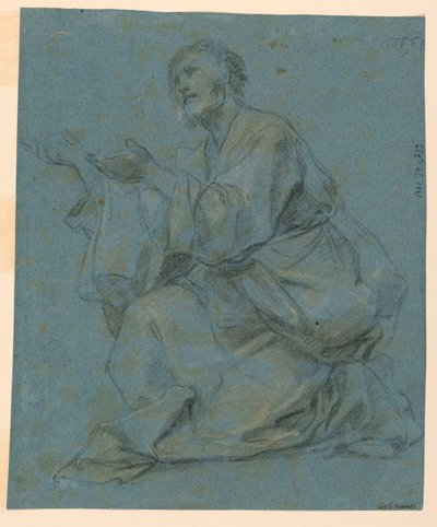 素描，研究：两个坐着的男人，1650-1675 年 作者 卡洛·马拉蒂（Carlo Maratti）