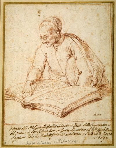 Padre Sebastiano Resta 正在检查一组图纸（纸上的红色粉笔） 作者 卡洛·马拉蒂（Carlo Maratti）