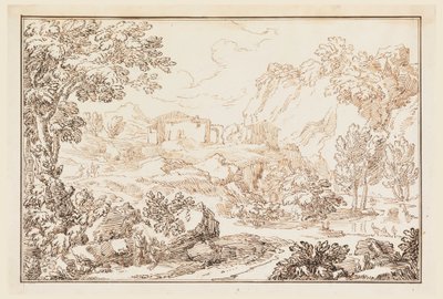 素描，风景，1770-86 年 作者 卡洛·马尔基奥尼