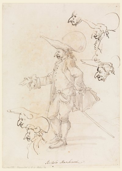 素描，漫画，约 1725-75 年 作者 卡洛·马尔基奥尼