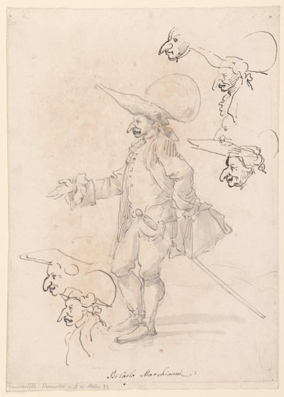 素描，漫画，约 1725-75 年 作者 卡洛·马尔基奥尼