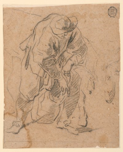 素描，提包的农民，1728-78 年 作者 卡洛·马尔基奥尼