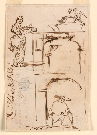 素描，速写，1725-50 年 作者 卡洛·马尔基奥尼