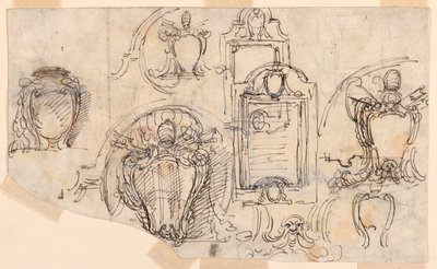 素描，速写，1740-58 年 作者 卡洛·马尔基奥尼