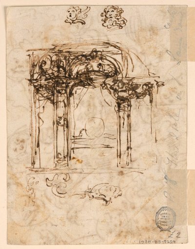 素描，头部研究，1760-80 年 作者 卡洛·马尔基奥尼