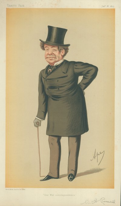 William Howard Russell先生，我们的战争通信，1875年1月16日，名利场漫画 作者 卡罗佩莱格里尼