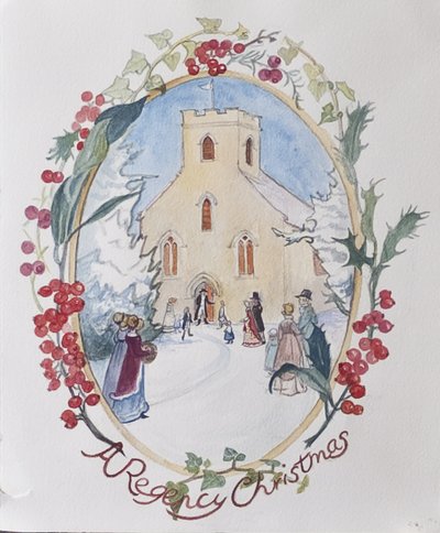 Regency Christmas，2008（wc on paper） 作者 卡罗琳·赫维·巴瑟斯特