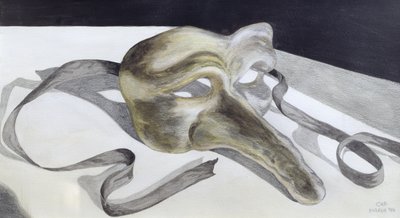 狂欢节面具II（纸上的铅笔和水彩） 作者 卡罗琳·哈伯德·福特