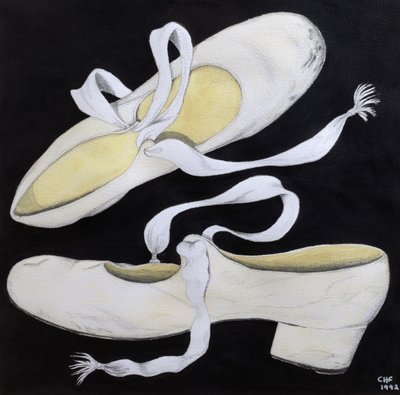 旧踢踏舞鞋，1992年（铅笔和纸上的wc） 作者 卡罗琳·哈伯德·福特