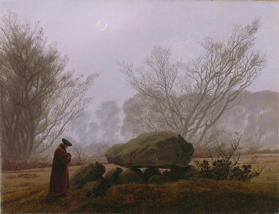 黄昏漫步，约1830-5年（布面油画） 作者 卡斯珀·大卫·弗里德里希（Caspar David Friedrich）