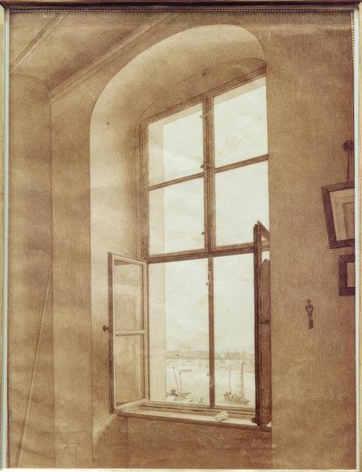 从艺术家工作室观看（左窗口） 作者 卡斯珀·大卫·弗里德里希（Caspar David Friedrich）