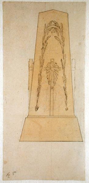 设计纪念碑，1812年（笔在纸上用黄色洗） 作者 卡斯珀·大卫·弗里德里希（Caspar David Friedrich）