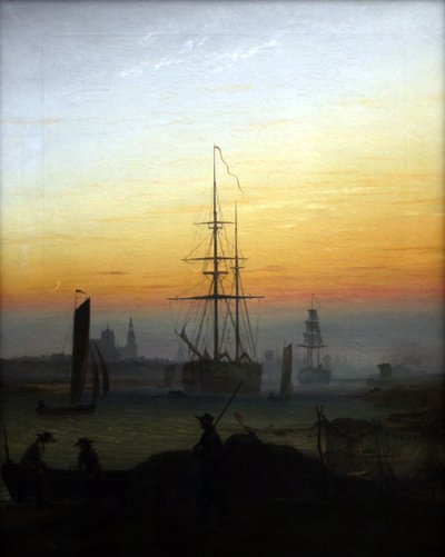 德语：Der Greifswalder Hafen 格赖夫斯瓦尔德港 作者 卡斯珀·大卫·弗里德里希（Caspar David Friedrich）
