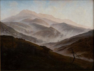 德语： Riesengebirgslandschaft mit aufsteigendem Nebel 巨大的山脉与升腾的雾气景观 作者 卡斯珀·大卫·弗里德里希（Caspar David Friedrich）
