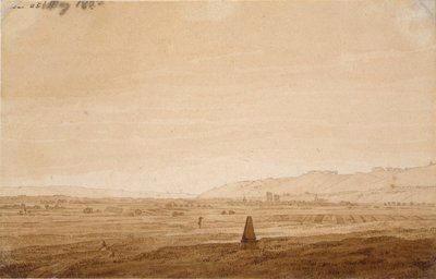 带方尖碑的风景，1803年 作者 卡斯珀·大卫·弗里德里希（Caspar David Friedrich）