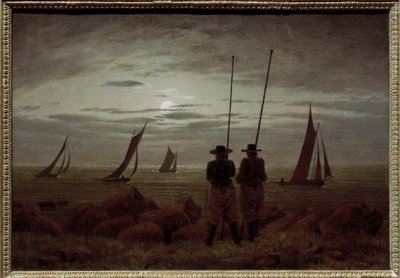 与渔民在海滩上的月夜 作者 卡斯珀·大卫·弗里德里希（Caspar David Friedrich）